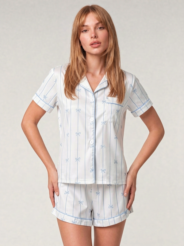 Bows And Buttons Pajama Set