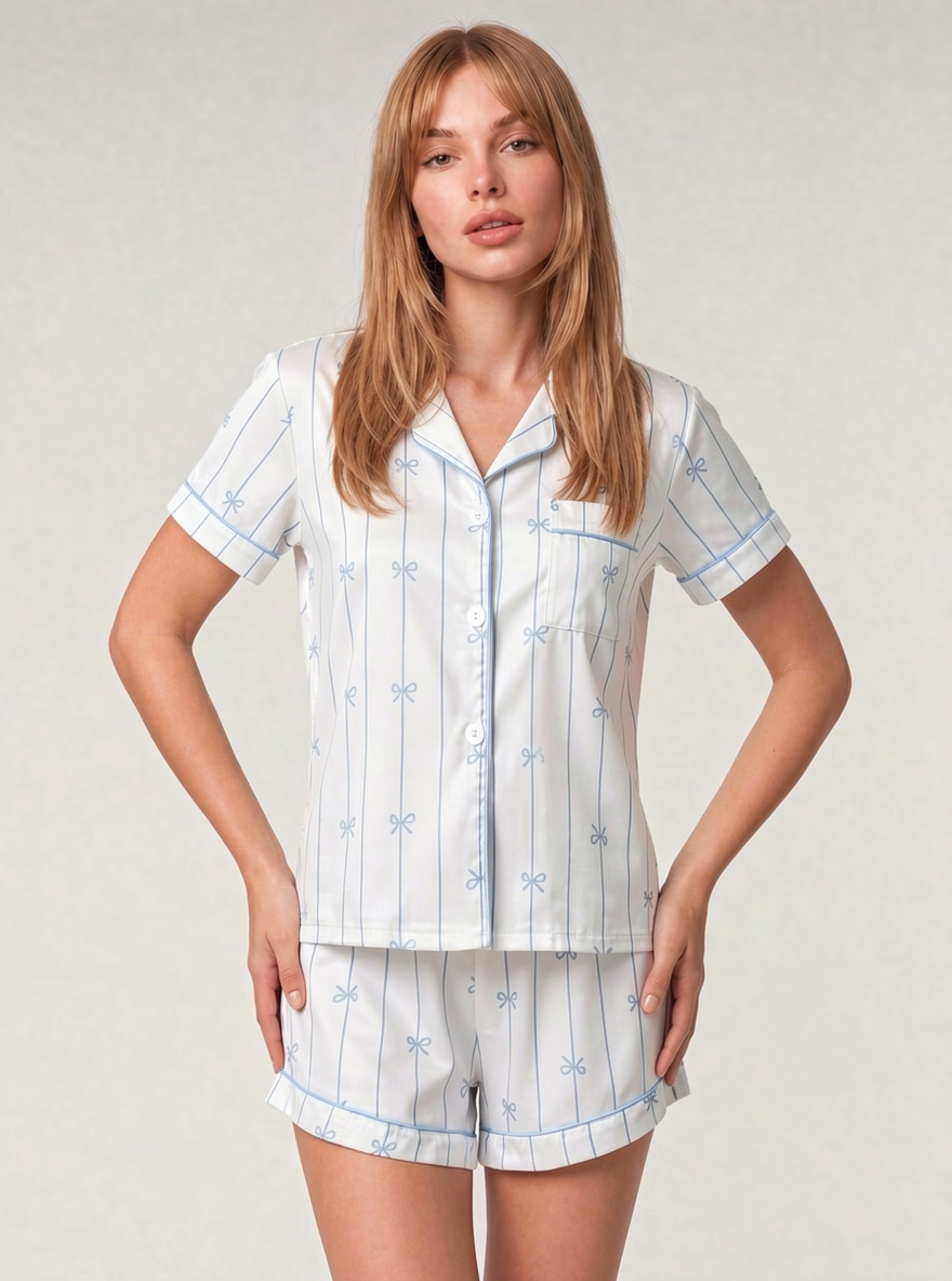 Bows And Buttons Pajama Set