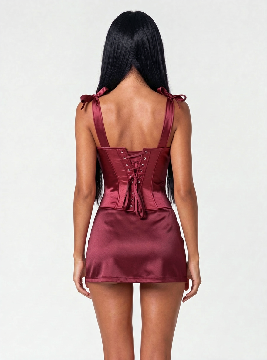 Tied At The Top Satin Corset